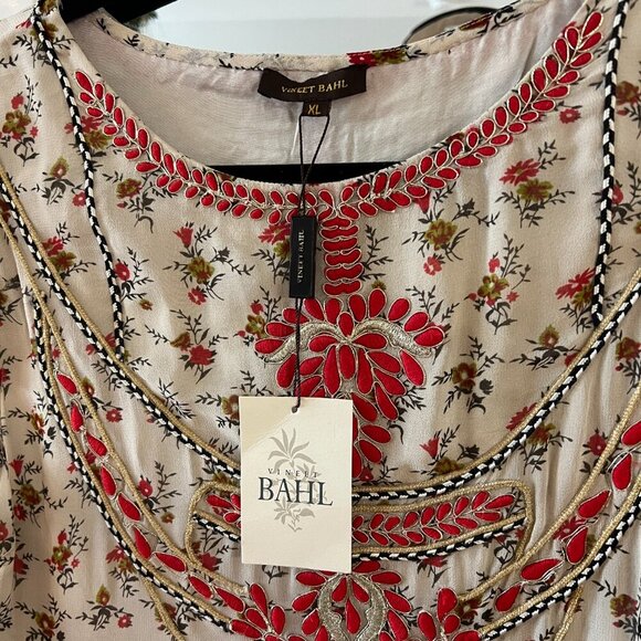 NWT Vineet Bahl Embroidered Blouse Size XL Color Cream Red - Picture 5 of 7